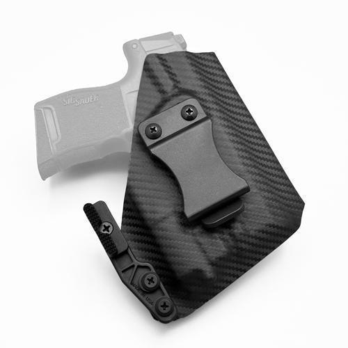 SIG Sauer P365 micro-compact Recover Tactical Rail with Olight PL Mini 2 Quick Clip IWB KYDEX Holster with Modwing - Black Carbon Fiber