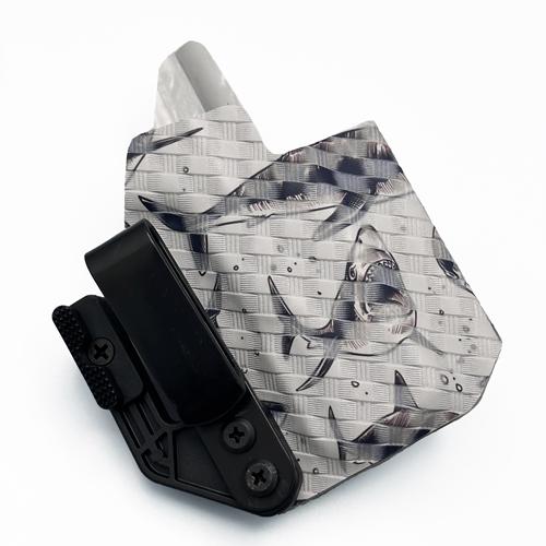 ซองพกใน KYDEX ปืน Glock 43X Rail ลาย Great White Shark on Basketweave