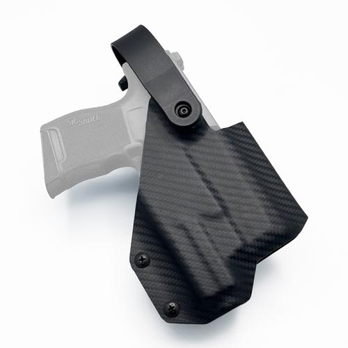 SIG P365 micro-compact Olight Baldr S with Olight P365 Rail Mount OWB KYDEX Holster with Level 2 Mechanism