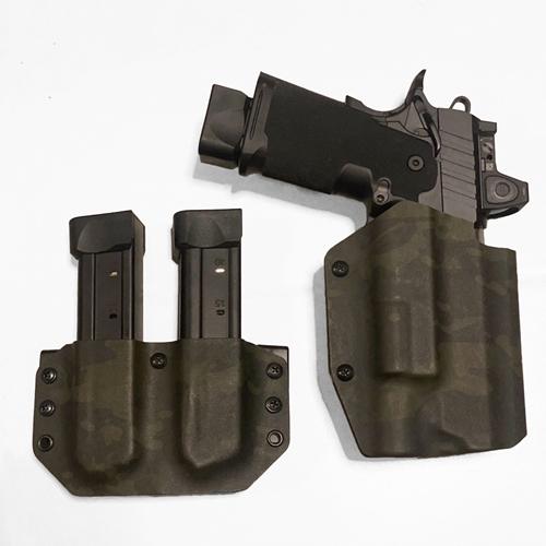 Springfield Armory 1911 DS Prodigy 5 Inch Barrel with Trijicon RMR & Surefire X300U OWB KYDEX Holster and 1911 Double Stack / 2011 Double Mag Carrier