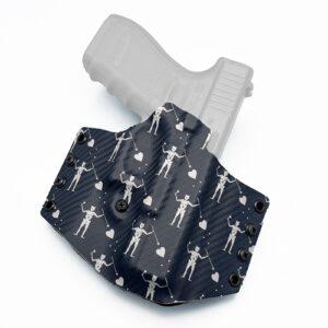 arbon fiber Blackbeard pirate skeleton pattern Pancake OWB KYDEX Holster for Glock 19.