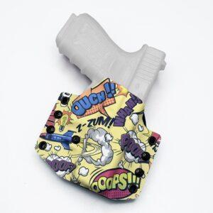 Comic book pop art graphic print Pancake OWB KYDEX Holster for Glock 19 Gen 3 through Gen 6.