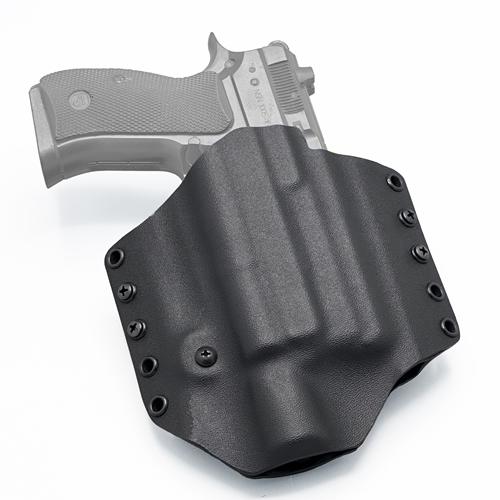 Custom OWB KYDEX light-bearing holster for CZ 75 P-01 equipped with a Surefire X300U weapon light.