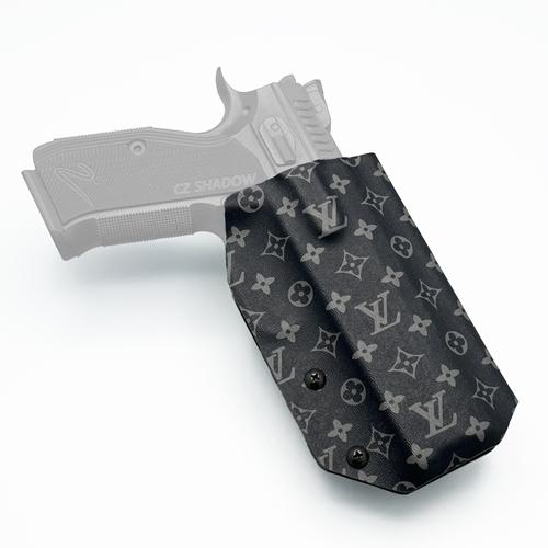Custom OWB KYDEX Range Holster for CZ Shadow 2 featuring a LV Eclipse pattern