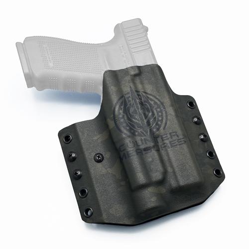OWB Pancake style KYDEX holster for Glock 21 with Streamlight TLR-1/HL, featuring a MultiCam Black on Ranger Green pattern and Counter Measures logo