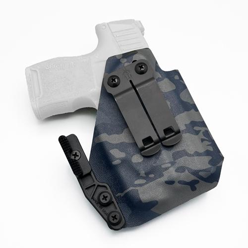 Multicam Black IWB p365 tlr-6 KYDEX holster with a DCC Monoblock clip and Modwing.