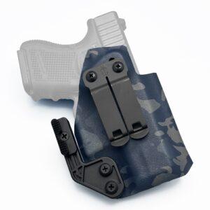Right-handed KYDEX IWB Holster in MultiCam Black pattern for Glock 26 equipped with DCC Monoblock and Modwing