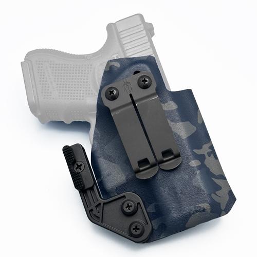 Right-handed KYDEX IWB Holster in MultiCam Black pattern for Glock 26 equipped with DCC Monoblock and Modwing
