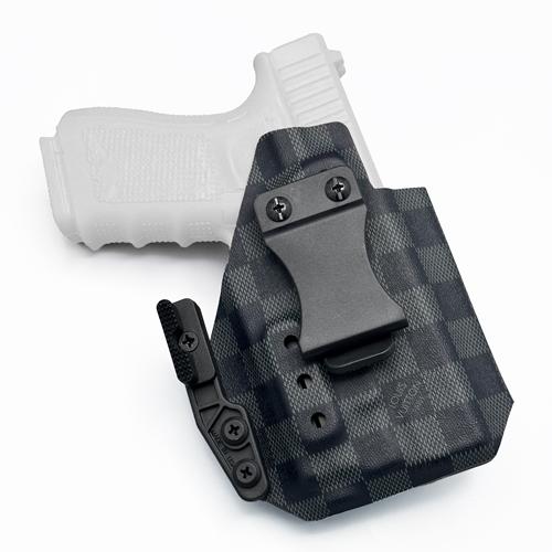 Custom IWB glock 19 baldr s holster in Damier pattern with Modwing (ซองพกใน KYDEX สำหรับ Glock 19 Olight Baldr S พกซ่อนเนียนด้วย Modwing)