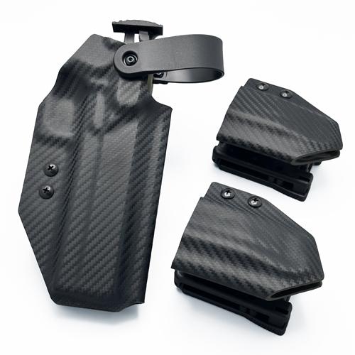 Staccato XC Black Carbon Fiber Pattern KYDEX Holster and single mag pouch (ซองพกนอก OWB Level 2 Staccato XC และซองแม็กเดี่ยว)