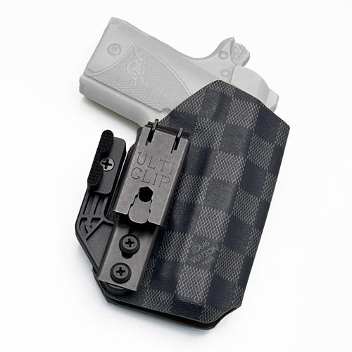 IWB KYDEX holster for Kimber Micro 9 in LV Damier pattern with Ulticlip XL and Modwing (ซองพกใน KYDEX สำหรับ Kimber Micro 9)