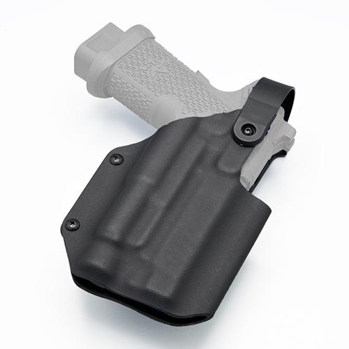 Black Level 2 OWB KYDEX holster for Staccato P with Olight PL-3 (ซองพกนอก KYDEX สีดำ Level 2 สำหรับ Staccato P ติดไฟฉาย Olight PL-3)