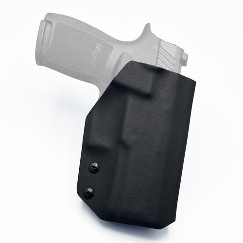 Black KYDEX OWB Taco style holster with Blade-Tech Tek-Lok attachment for SIG Sauer P320 Compact / M18e
