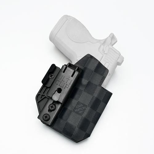 S&W CSX IWB KYDEX Holster in LV Damier Graphite pattern with Ulticlip XL (ซองปืนพกใน KYDEX สำหรับ S&W CSX ลาย LV Damier Graphite พร้อม Ulticlip XL)