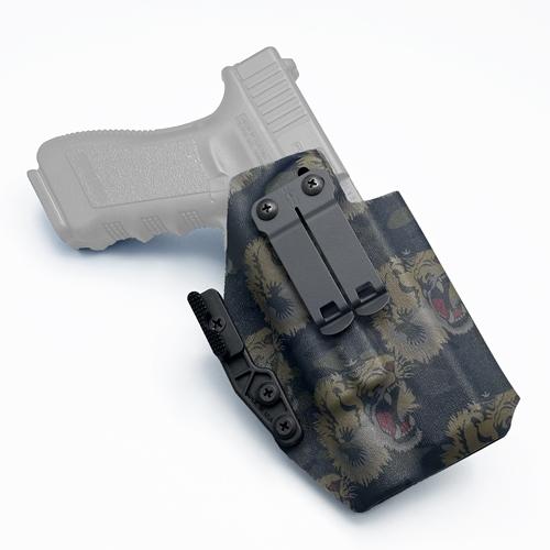 Gucci Tiger pattern IWB KYDEX holster with DCC Monoblock and Modwing in Glock 34 length for Glock 17, 47, 49 with Radian Afterburner + Ramjet and Surefire X300U/T (ซองปืนพกใน KYDEX Monoblock และ Modwing มิติความยาว Glock 34 สำหรับปืน Glock 17 47 49 ใส่ชุดคอมพ์ Radian Afterburner + Ramjet และไฟฉาย Surefire X300 Ultra / Turbo)